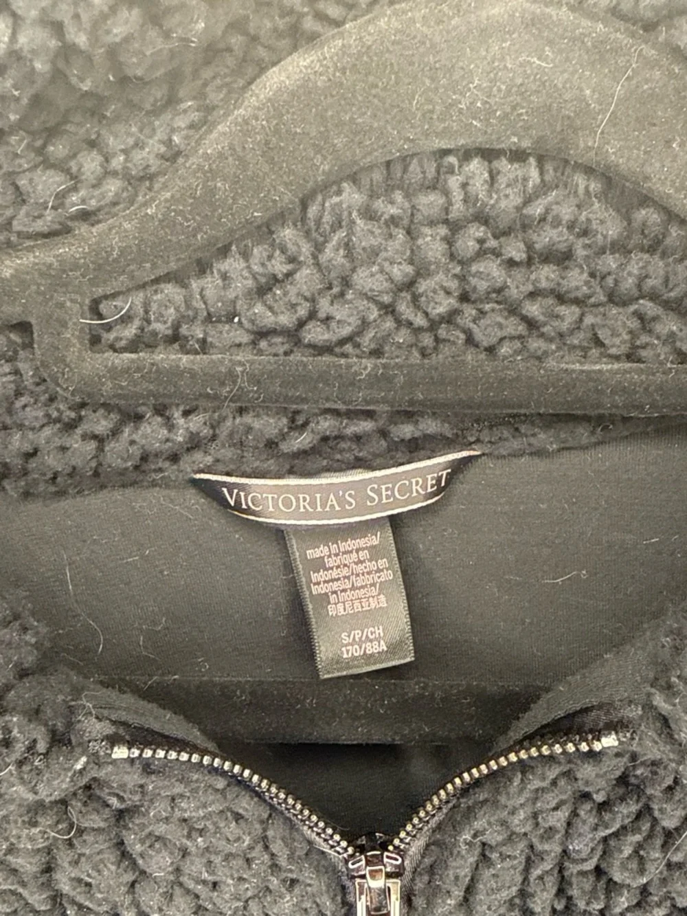 Victoria's Secret Black Sherpa Zip-Up Hoodie